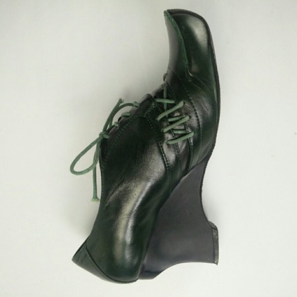 Leather wedge booties green Cosmic Girl shoes 7.5 - Picture 14 of 16
